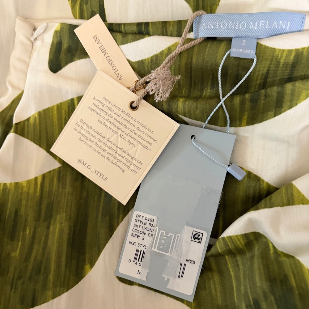NWT!! ANTONIO MELANI x M.G. Style Lyons Printed Faux Wrap Asymmetric Skirt 2 - Picture 14 of 16